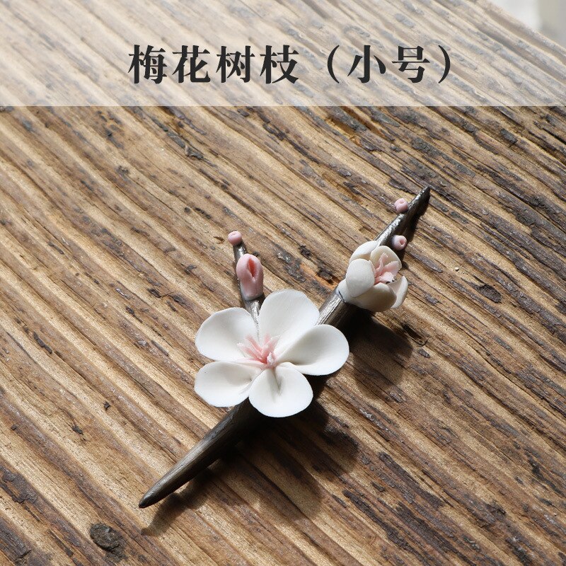 VIDAR-rama de flor de ciruelo de cerámica hecha a mano, accesorios creativos de decoración para Ceremonia de té, adornos Zen: A