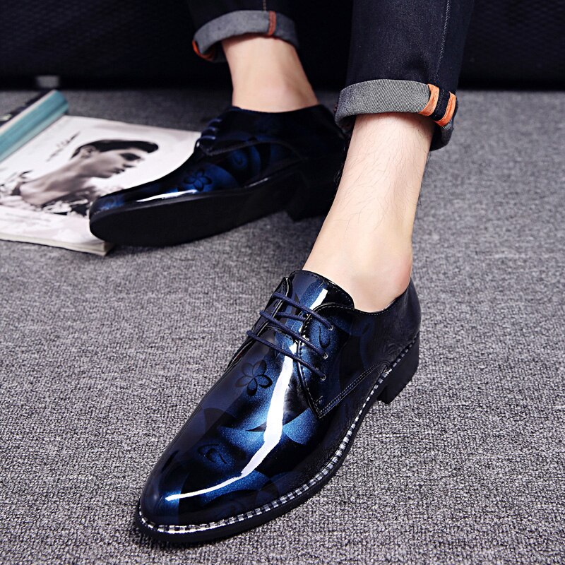 Leather Dress Shoes outdoor Male Business Crocodile Pattern Pointed Toe lace up Oxford Shoe Wedding club Party shoes men