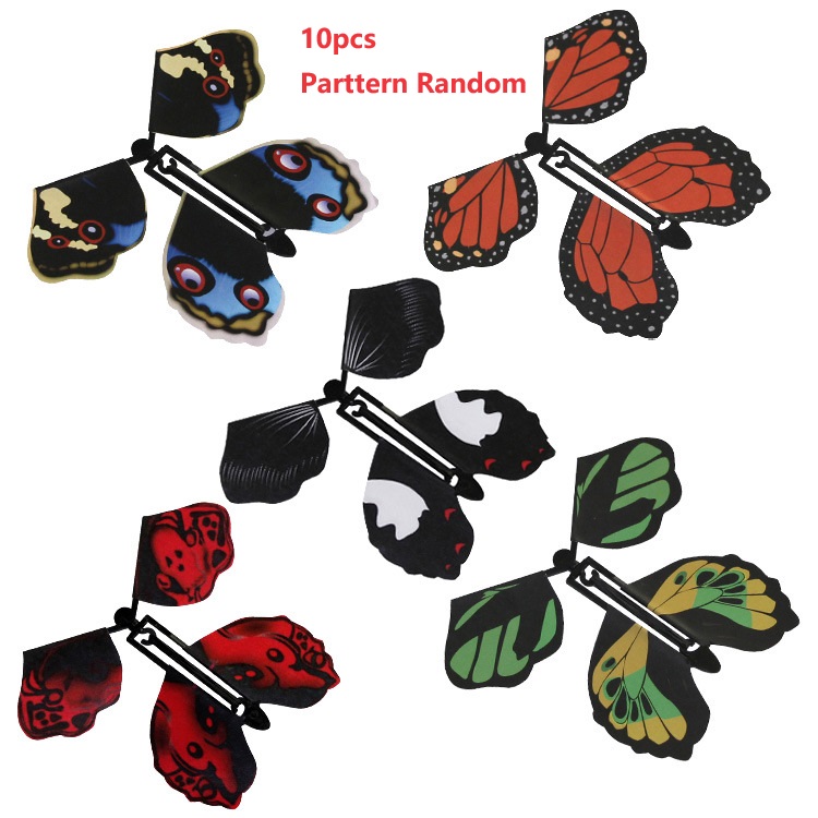 Mariposas voladoras mágicas, juguete de cuerda en el cielo, marcapáginas, tarjetas de felicitación, banda de goma alimentada, accesorios mágicos para niños, sorpresa: Borgoña