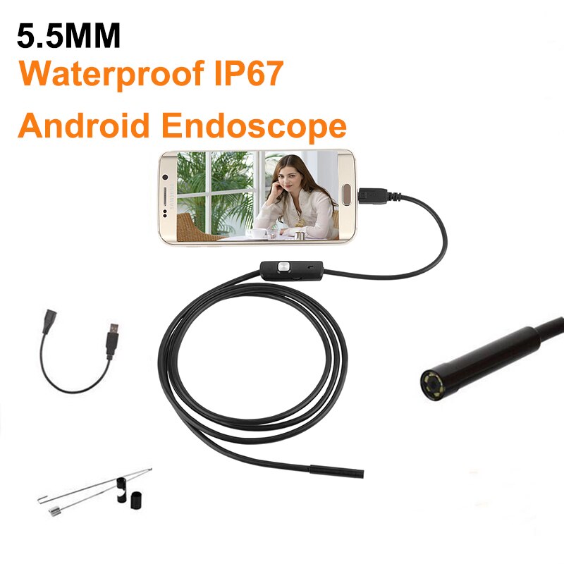 7.0mm endoskop kamera hd usb endoskop med 6 led 1/1.5/2/3.5/5m blødt kabel vandtæt inspektionsboreskop til android pc: 1m