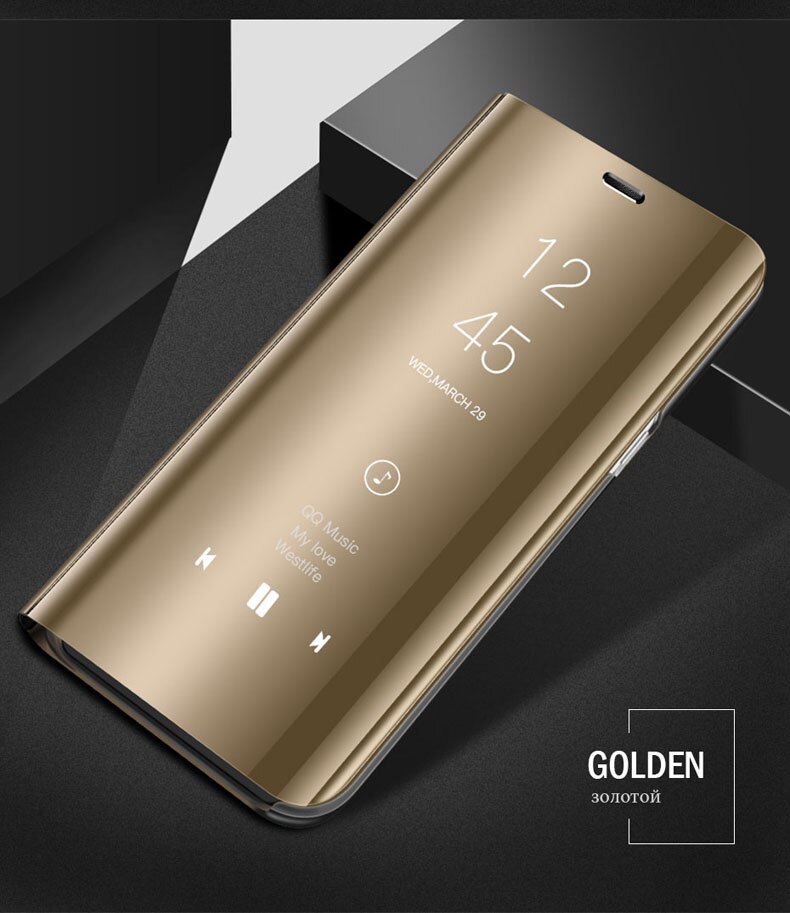 On For Huawei P9 p9 case cover 5.2" flip Smart Mirror protective phone pocket On For Huawei P9 case EVA-L09 EVA-L19 EVA-L2 cover: Gold