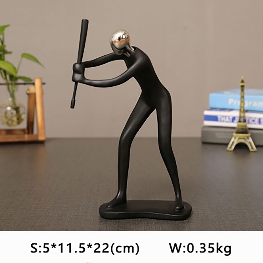 Harpiks sport mand golf cykel statue sorte figurer håndværk ornamenter enkel boligindretning vinskab dekorationer  d057: C