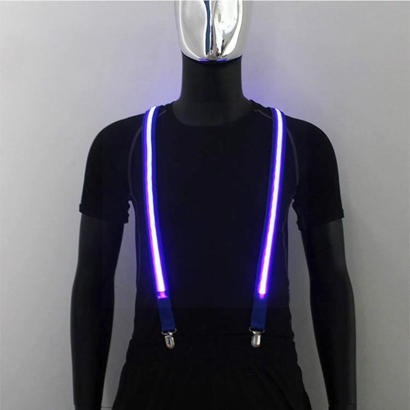 Light Up Men&#39;s Led Suspenders Bow Tie Perfect For Music Festival Costume Party Led Illuminated Suspenders G2s4