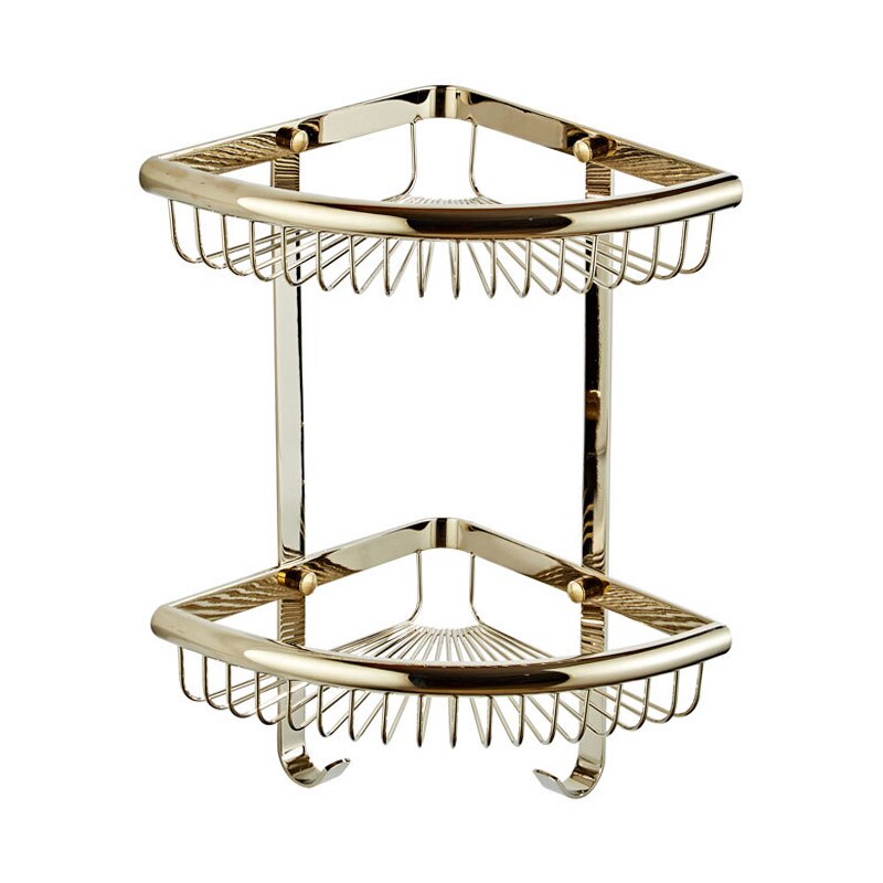 Badeværelse hjørnehylde sort shampoo holder badekar opbevaring 2 plan badehylder kobber blank krom finish: Guld