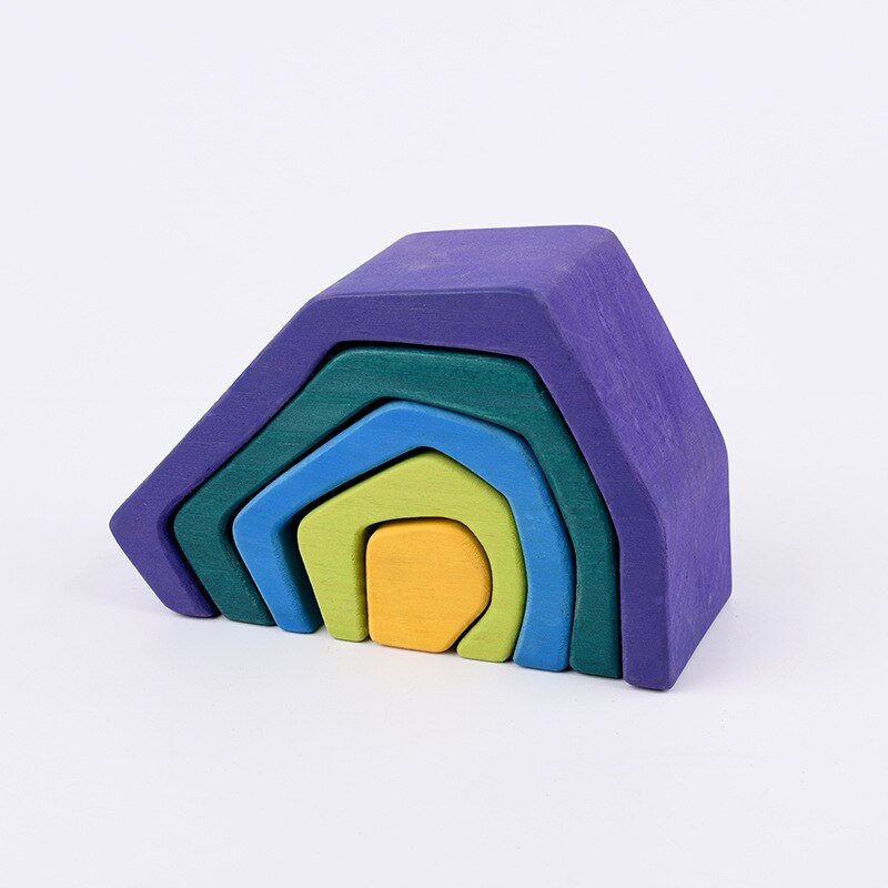 Bambini blocchi arcobaleno in legno foresta albero arcobaleno casa assemblaggio ad arco colore educazione precoce giocattoli e interazione figlio genitore: C