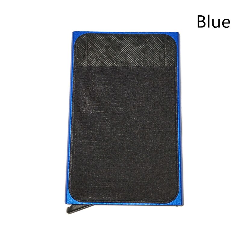 Mannen Vrouwen Pop-Up Rfid Card Portemonnee, Mini Metal Aluminium Beschermende Kleding Opbergtas, quick Release Smart Portemonnee Id Houder: Blauw