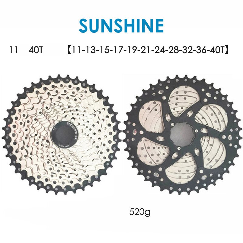 SUNSHINE 8/9/10/11/12S MTB 12 Speed 11-50T Cassette HG Standard 11-50T Ultralight Full Steel Lightweight 12S Sprocket Ultimate: 11S 40T Silver Black
