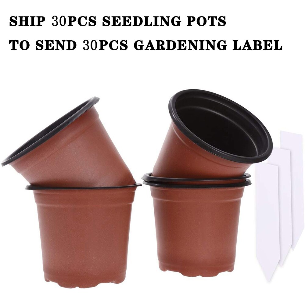 30 Pcs 4" Plastic Plants Nursery Pots Seedlings Additional 30pcs Gardening Label Flower Plant Container Seed Starting Pots