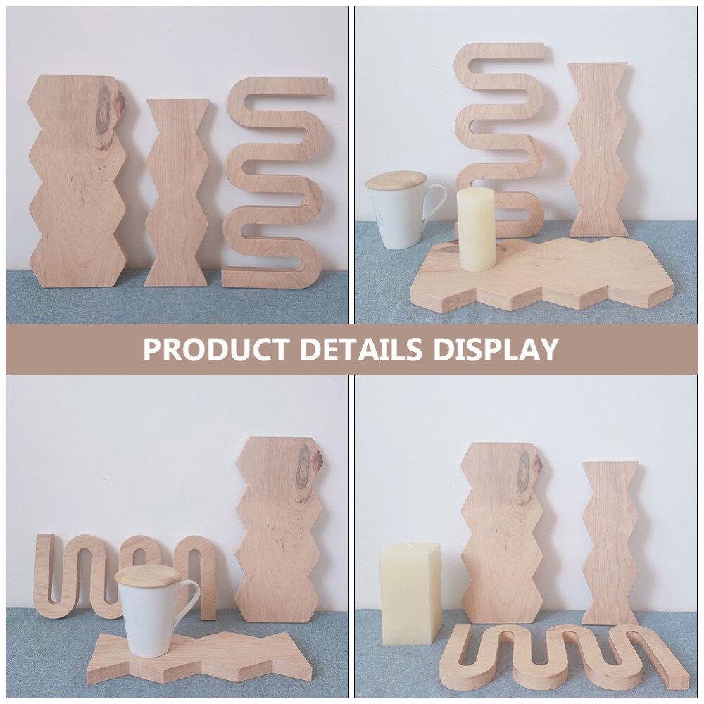 1PC Nordic Geometric Cherry Wood Chopping Board Dinner Board Adornment Prop