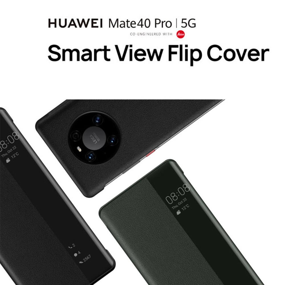 Originele Huawei Mate 20 Pro/P30 Pro/Mate 30 Pro/Mate 40 Pro Smart View Spiegel Leer bescherming Cover Flip Auto Sleep Case