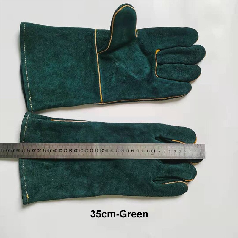 Guanti anti-morso guanti di sicurezza in pelle per addestramento di cattura alimentazione canna gatto rettile animali domestici guanti protettivi antigraffio: verde 35cm