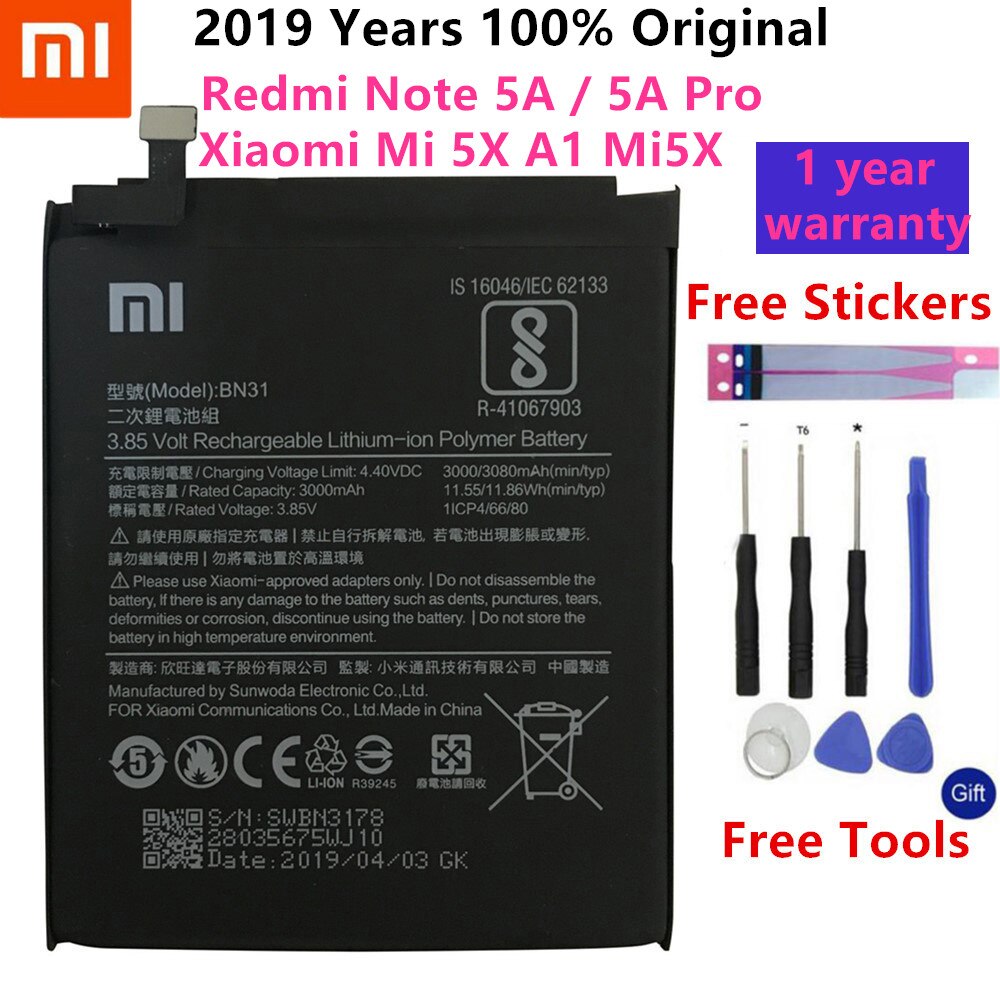 Xiao Mi Original Phone Battery For Xiaomi Redmi Note 4 5 4X 3 Pro 3S 3X 4X Mi 5 4A Note 5A / Pro 5 Plus Replacement batteries