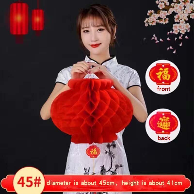 Chinese Year Decoration Party Outdoor Lantern Wedding Waterproof Red Plastic Paper Lanterns Traditional Festival Home Decor: 6pcs-45