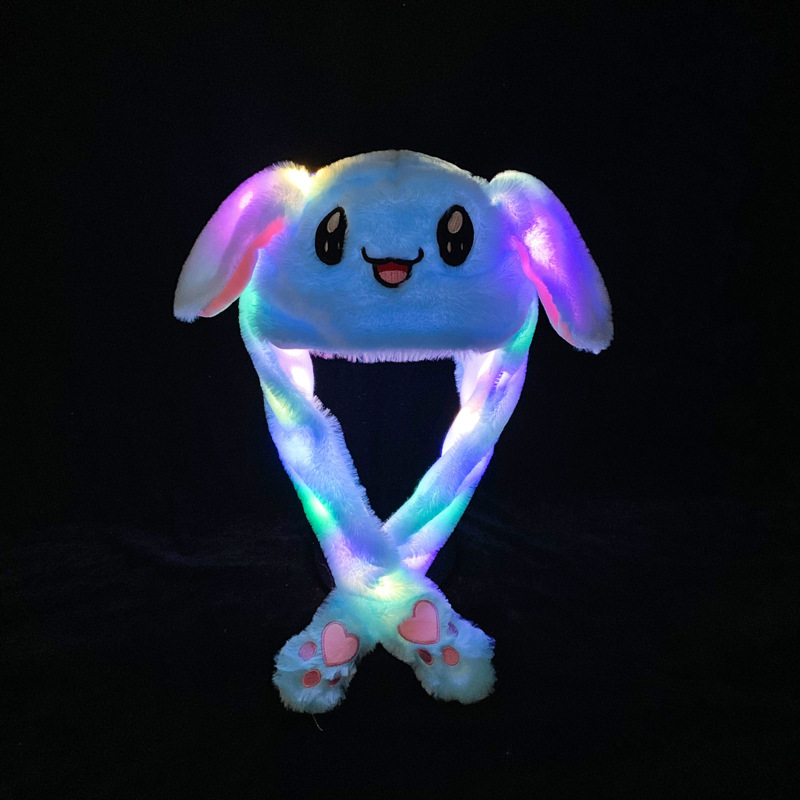 Chapeau de lapin de dessin animé japonais, oreille en peluche brillante, chapeau de saut mobile, oreilles rampantes lors de la pattes, chapeaux de Cosplay d'animaux mignons: YELLOW