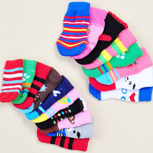4 Stck Hund Socken Niedlichen Welpen Hund Haustier Strickt Socken Anti Unterhose Kompakt Unterseite Mini Socke Hund Liefert