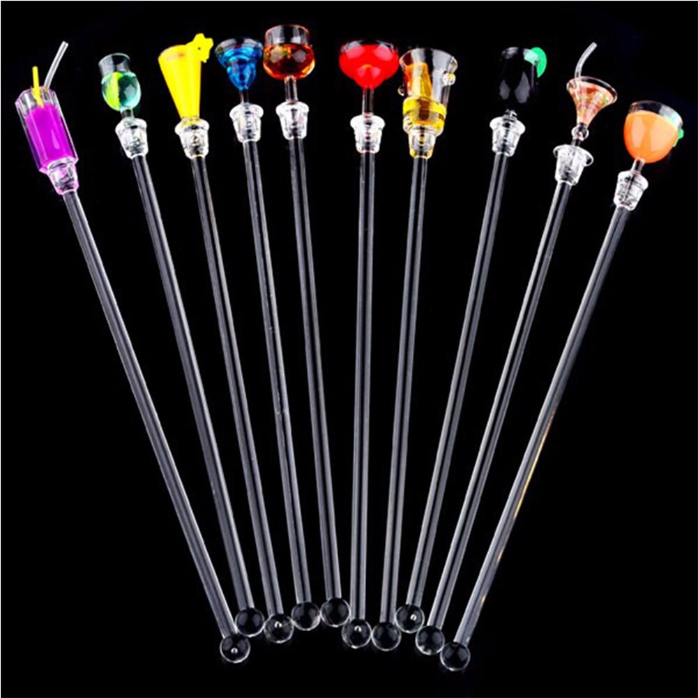 Pack Of 10 Wine Party Stirring Juice Swizzle Stick Bar Tool Stirrers Cocktail Drink Mixer Acrylic 23cm