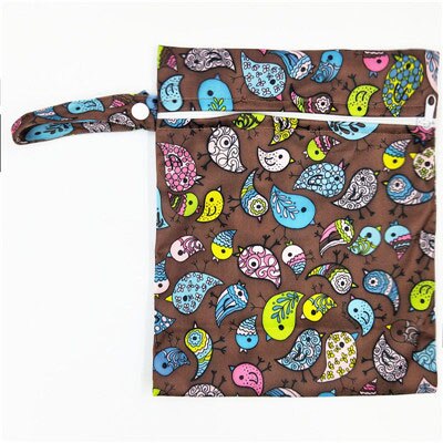 Printed Pocket Wet Bag Waterproof Reusable Nappy Bags PUL Travel Baby Nappy Mini Size Wet Dry Bags Wetbags 25x20cm: N34