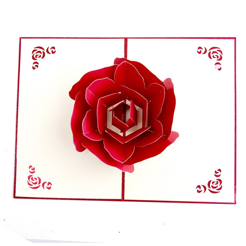 3D Rose Flower Pop-Up Card for Valentines Mothers Day Anniversary Wife Birthday Greeting Cards: Default Title