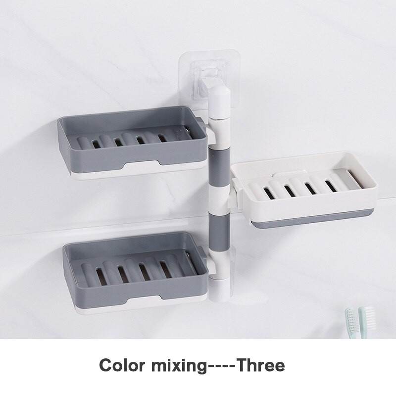 Zeepbakje Voor Badkamer Douche Zeephouder Wall Mounted Keuken Plank Organizer Producten Moderne Inrichting Zonder Boren: 3 Layer Mixed