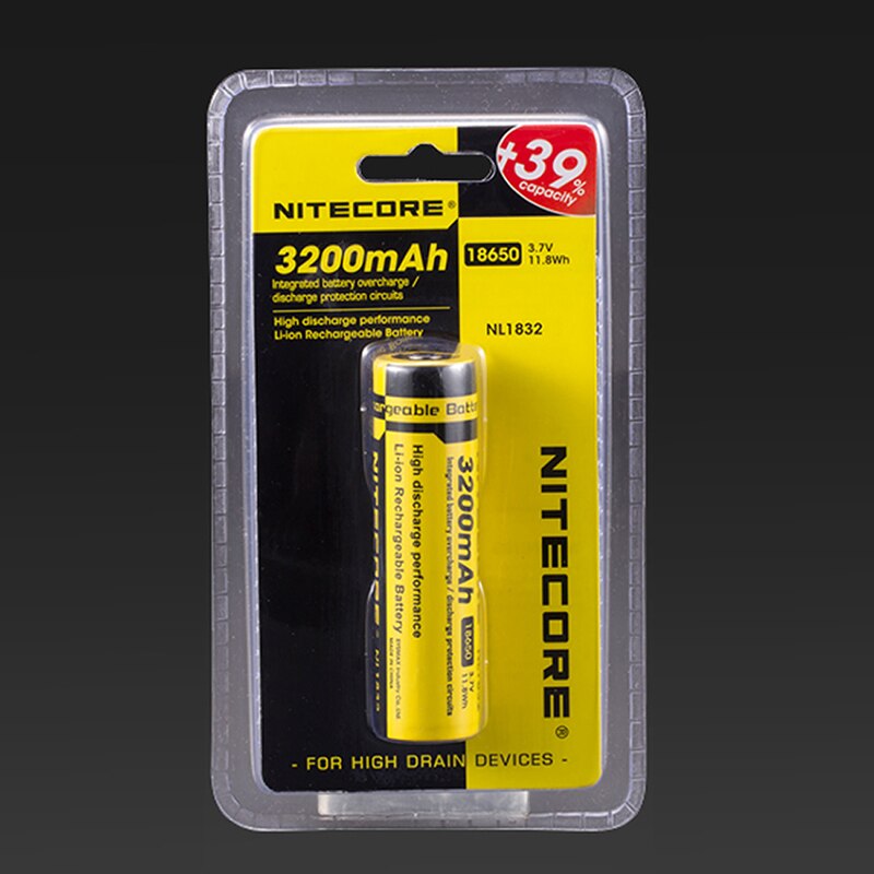 2PCS NITECORE 18650 3200mAh NL1832 3.7V 11.8Wh Rechargeable Li-on Battery Protected Li-ion Button Top Battery