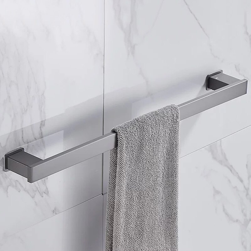 Gunmetal Grijs Badkamer Accessoire Set Ruimte Aluminium Metal Handdoekhouder Rack Bar Plank Papier Houder Tandenborstelhouder: single towel bar