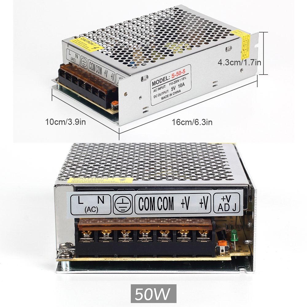 DC 5V Lighting Transformers LED Driver Power Adapter 2A~80A ,10W~350W for LED Pixel Strip 5V Strip Light Switching Power Supply: 5V 50W 10A
