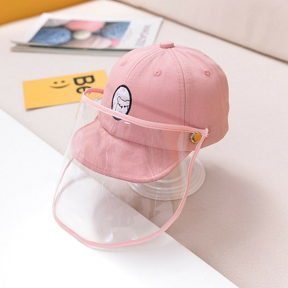 3-12m peuter kinderhoedjes schattige voorruit stofkap afneembare baseballpet voor twee doeleinden volledige gezichtsbeschermende hoed unisex anti-stof: D