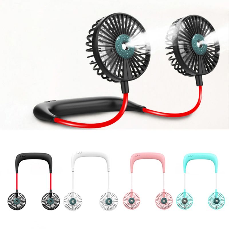 Ventilador de cuello colgante perezoso de , vaporizador de aire portátil ajustable, carga USB, ventilador de pulverización de agua de refrigeración