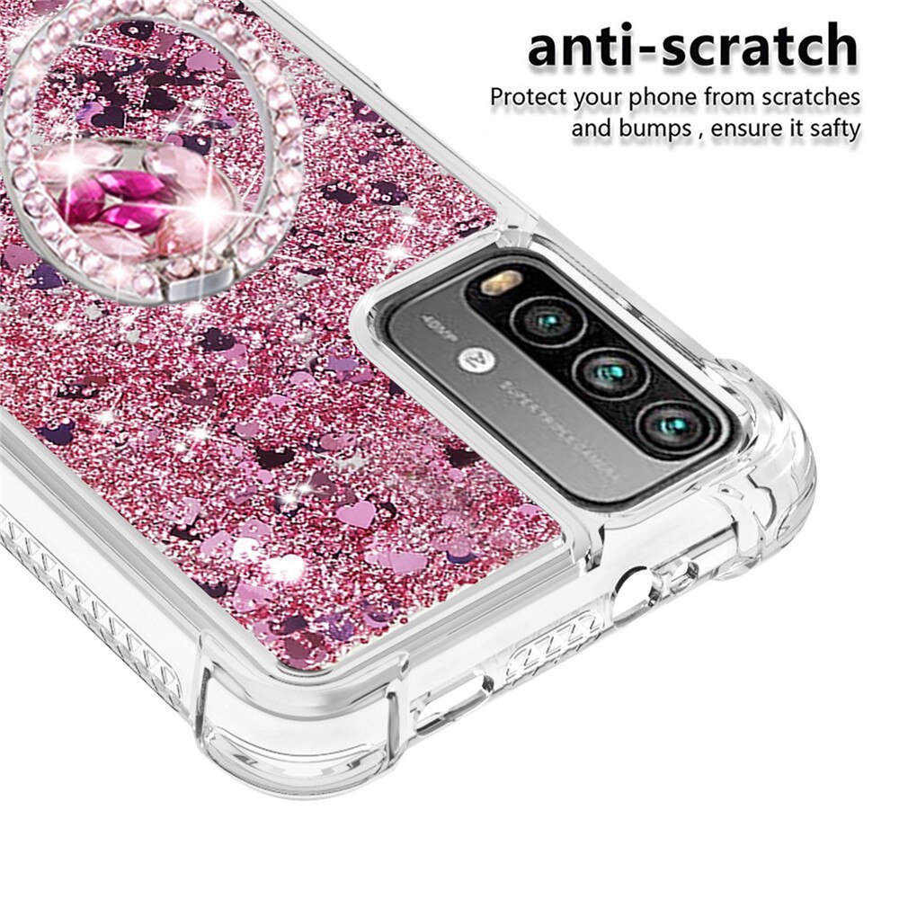 Para Xiaomi M3 Nota 9 4G Redmi 9 de 9T teléfono caso S21 Ultra 5G de diamantes de imitación anillo hebilla Anti-colisión de la funda con arena movediza coque