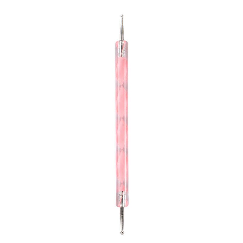 1pc 2 måder nail art prikkepen plast swirl træ marmorering stål rhinestones manicure værktøjer