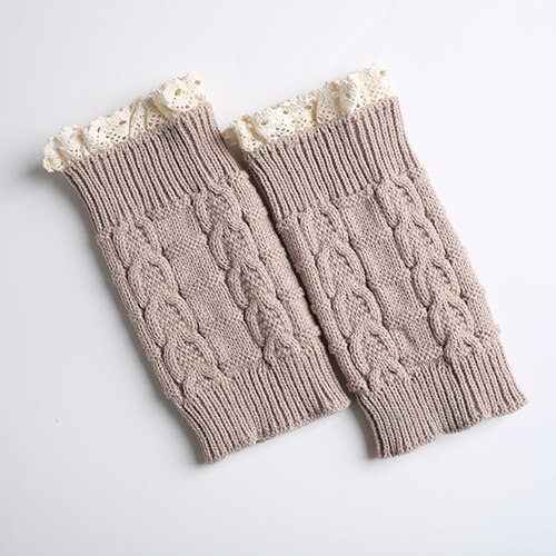 10 couleurs dentelle bottes chaussettes jambières pour les femmes tricot bottes poignets hiver court bottes couvre bottes chaudes guêtres: Beige