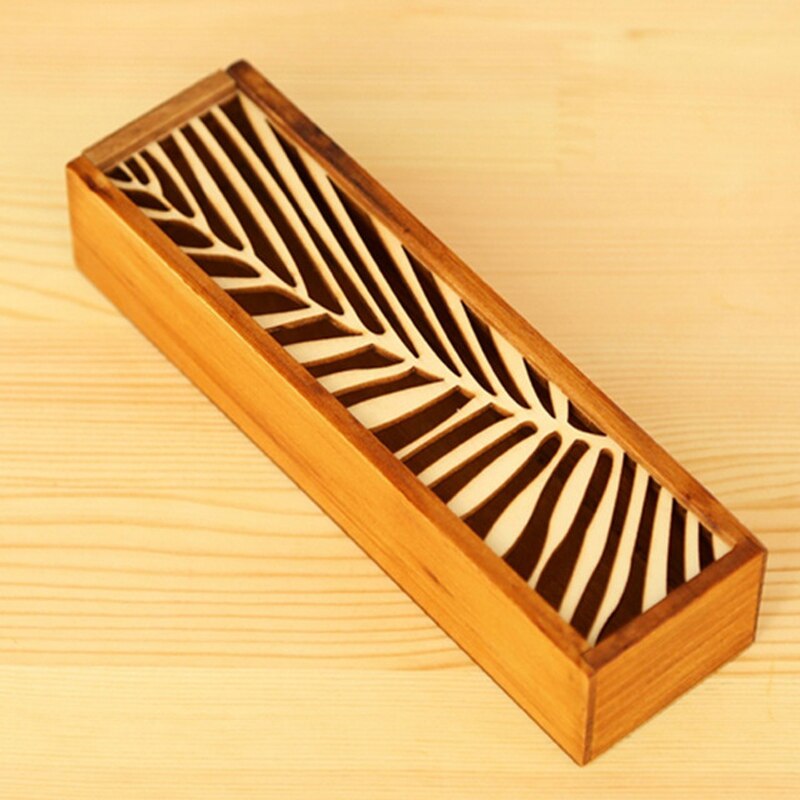 Wooden Hollow Office Desk Storage Box For Pencil Case Jewelry Stationery Storage Box Cosmetic Organizer Desk Accessories: B
