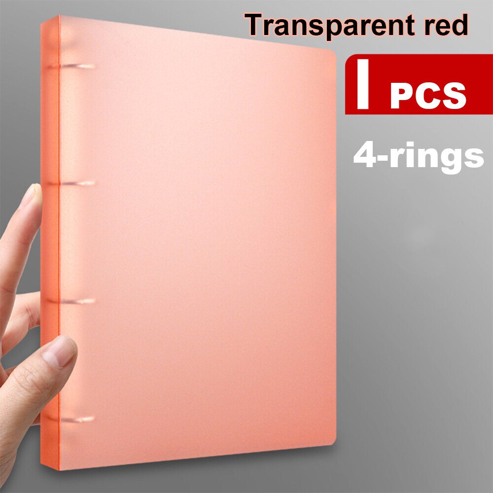A4 2 4 D Ringband Organisator Clear Map Documenten Transparantie Hervulbare Fotoalbum Cover Photocards Ring Notebook Tekening: 4ring clear red