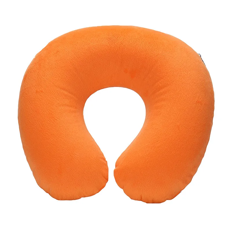 1/3/4Pcs Travel Pillow Car Air Flight Office Inflatable Neck Pillow Short Plush Cover PVC Support Headrest Soft Nursing Cushion: Blue