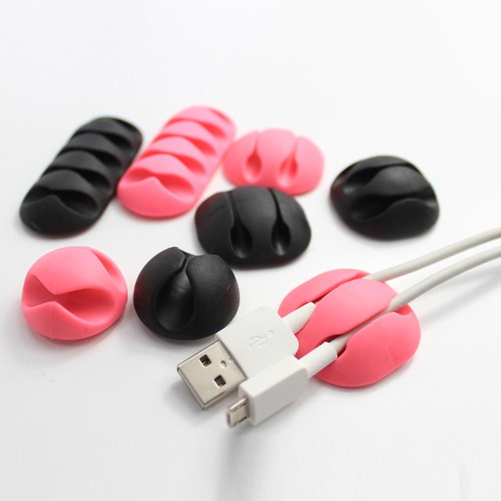 10pcs/pack Wire Cable Clips Office Silicone Cable Organizer Wire Holder Desk Cord Clip Tie Fixer Wire Management