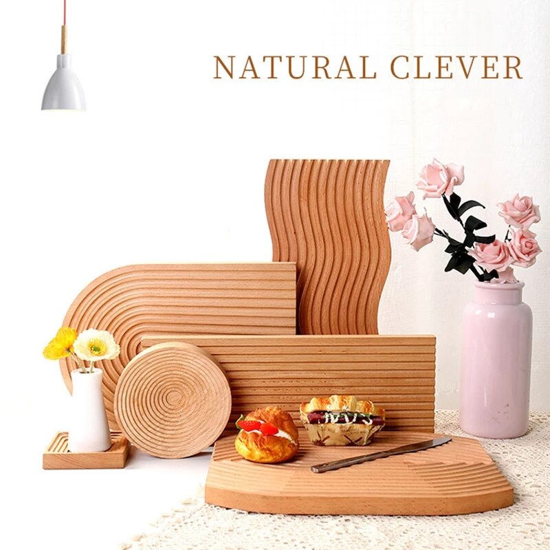 Food Photography Photo Props Wooden Crafts Wave Pattern Food Fruit Dessert Dinner Bread Tea Coffee Trays Plates Storage