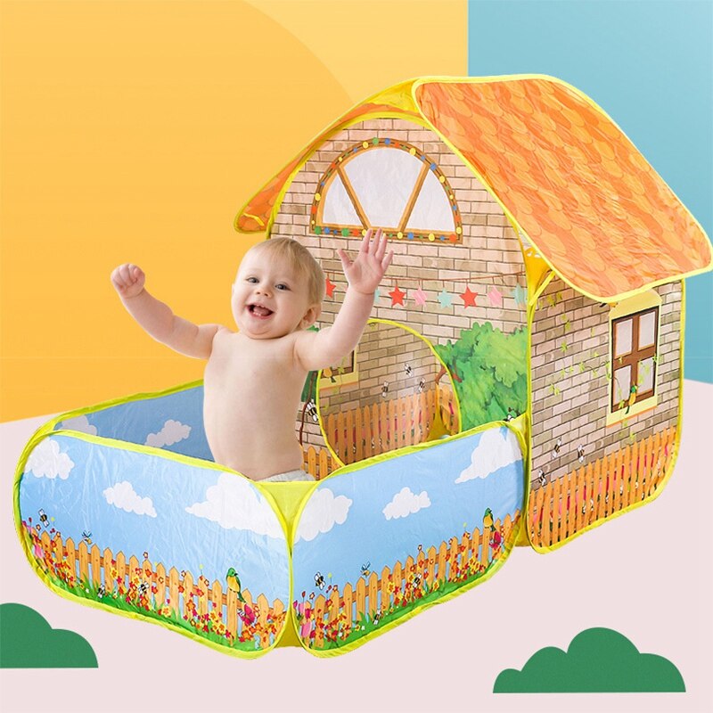 Kids Children Tent House with Courtyard Garden Crawling Folding Tent House Boys Girls Play Tent Ball Pool: Default Title