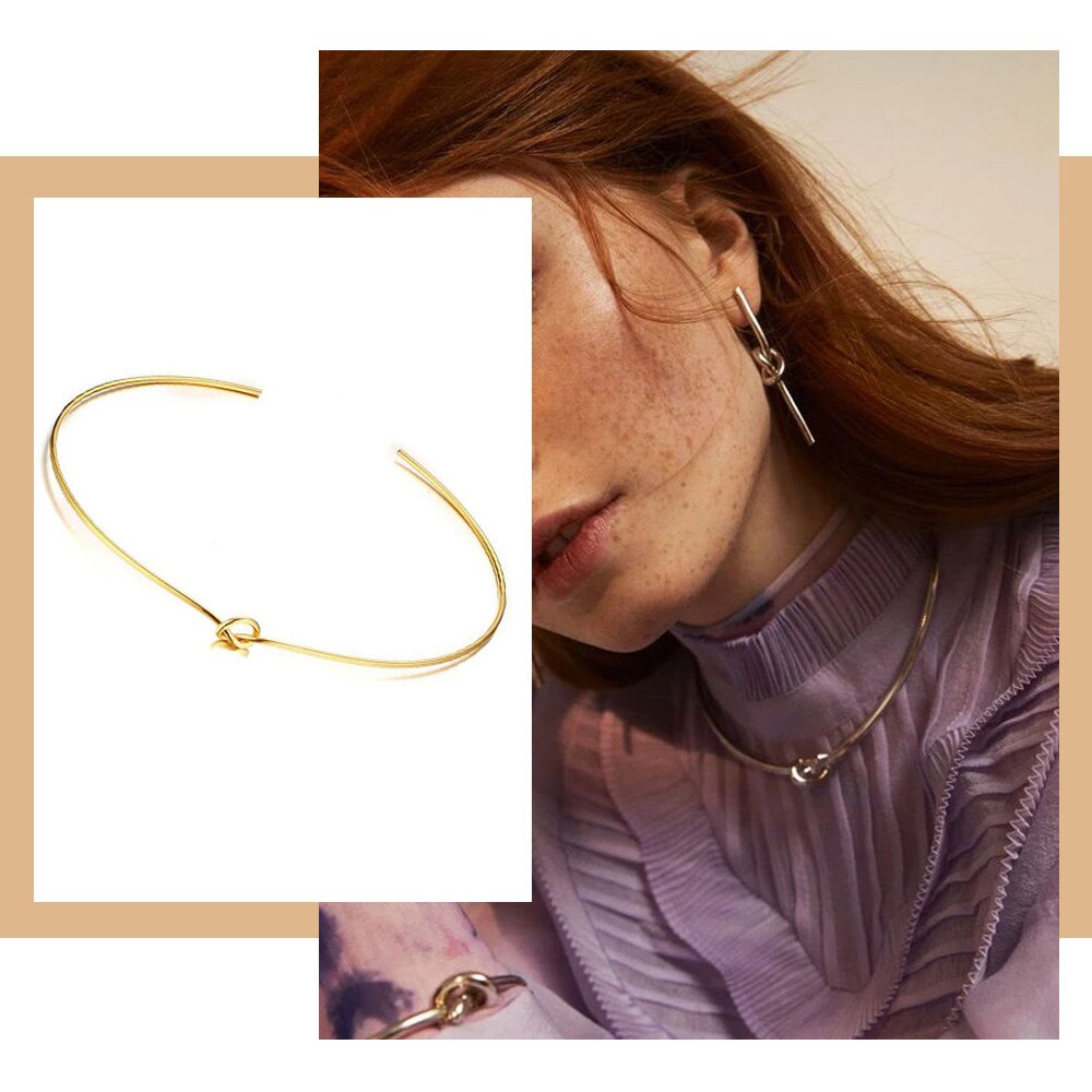 Open Round Knot Collar Necklaces for Women Choker Necklace Stainless Steel Bohemia Female Jewelry