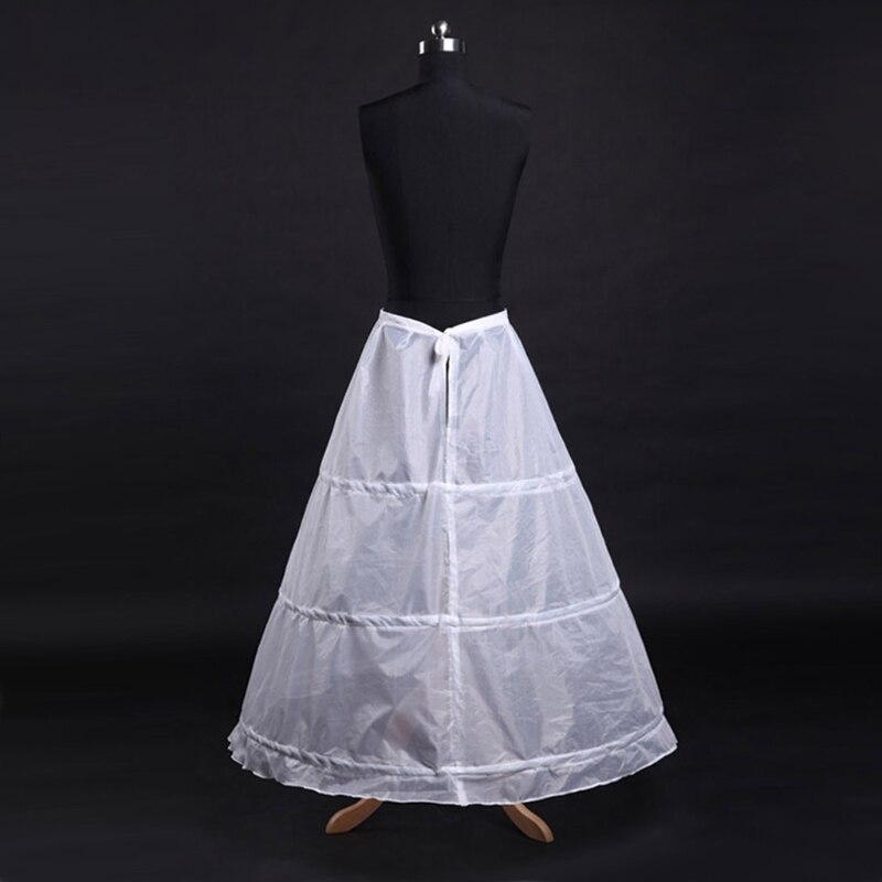 Womens A-Line Full Length 3 Hoops Petticoat Wedding Slips Crinoline Underskirt