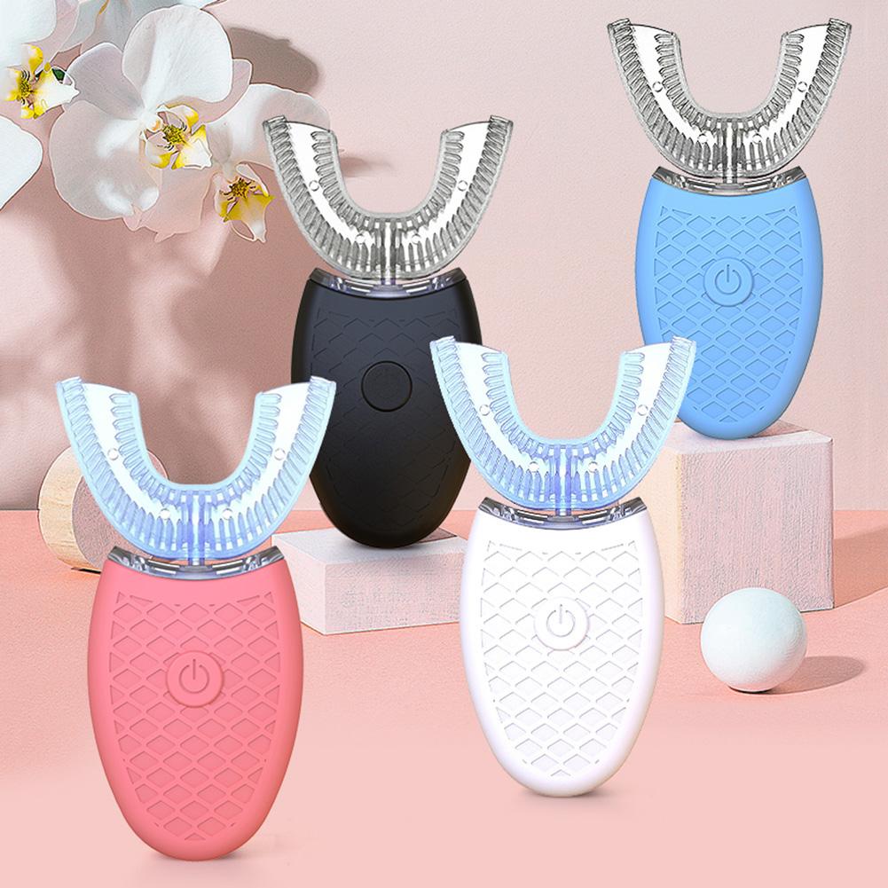 U-Shape Electric Toothbrush Set With Toothpaste USB Rechargeable 360 Degree Automatic Teeth Brush Whiten Teeth 4 Mode Waterproof