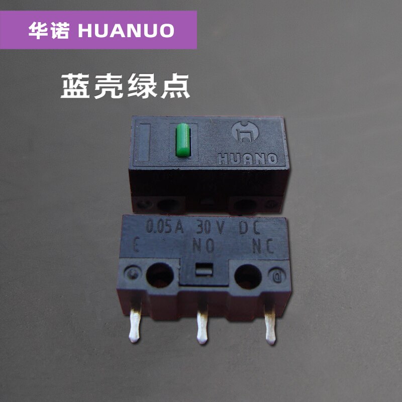 2PCS Original HUANO mouse micro switch button white yellow blue pink green dot blue shell white dot General OMRON 7N 10M switch: Green dot