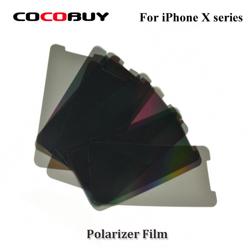 Novecel 10 sztuk LCD polaryzator film dla iPhone X XR polaryzacja światło spolaryzowane wymiana filmu