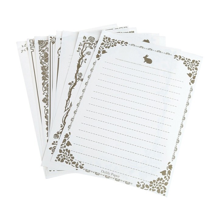 8 Sheets Vintage Retro Writing Stationery Paper Pad Note Letter Set: white