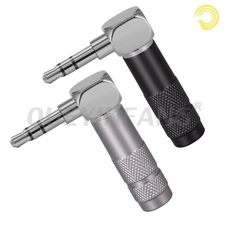 Queyinfang 3.5mm kobberstik stereo 3 poler 3.5mm hanstik 90 grader forkromet 3.5mm 3- polet retvinklet stik