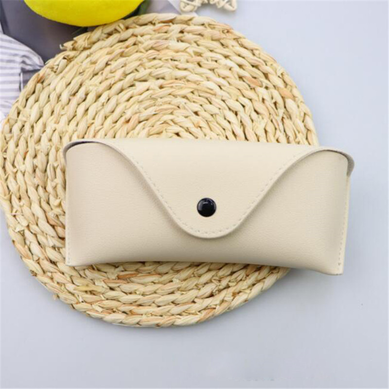 1Pc Duurzaam Lederen Brillendoosje Zonnebril Effen Kleur Zakje Brillen Doos Lichtgewicht Handig Protable Zonnebril Doos: Beige