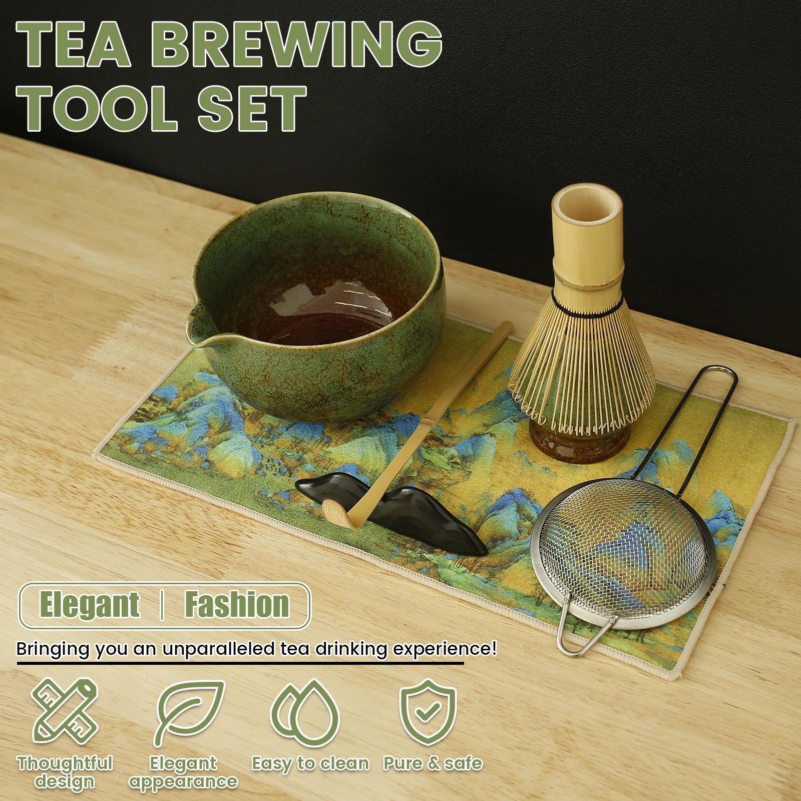 Matcha-garde-set schoon te maken Matcha-theeservies Veelzijdige Matcha-garde en komset Stevige Matcha-kit Inclusief Matcha-komset