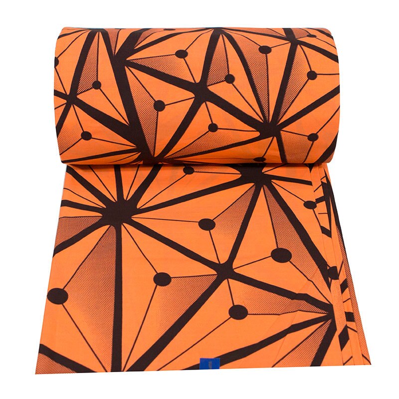 Arrivals African Orange Triangle Print Fabric 100% Cotton les pagnes