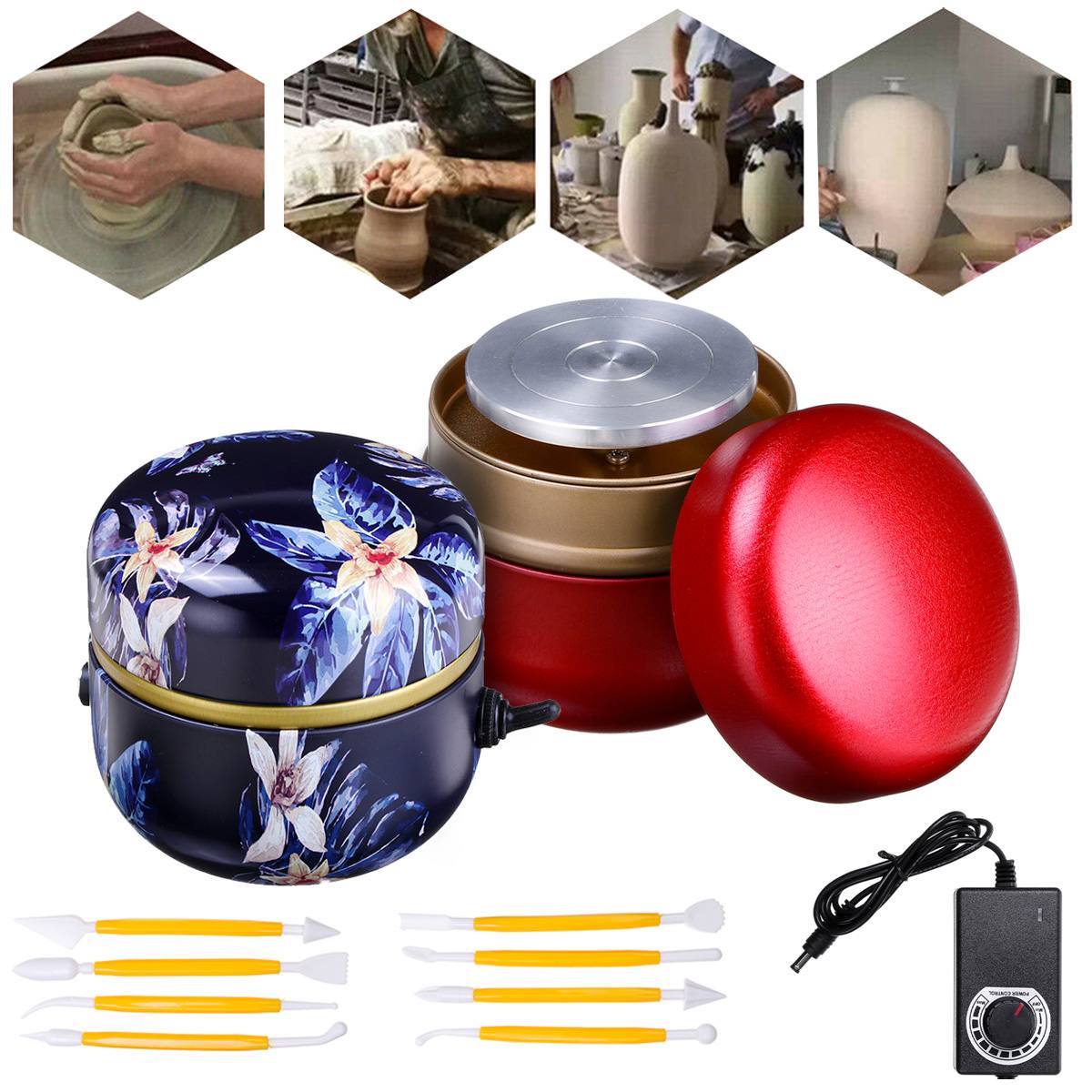 Meigar Mini Electric Pottery Wheel Ceramic Machine Work Clay Art Craft Diy Machine Ceramic Shaping Tool