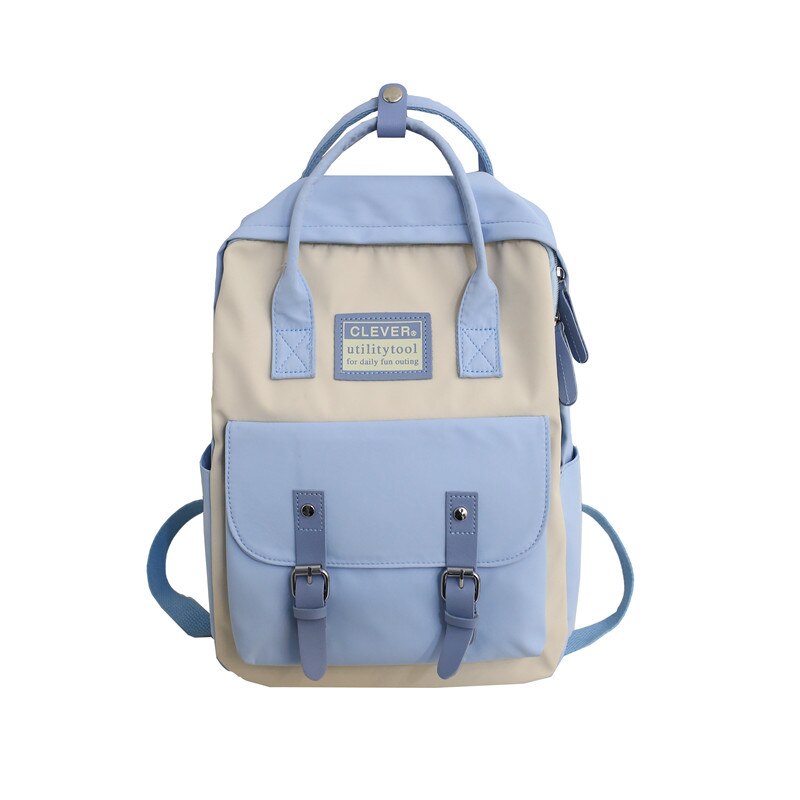 DIGERUI – sac à dos en Nylon pour femmes, couleur bonbon, sacs d'école imperméables pour adolescentes, sac à dos en Patchwork, Mochila: Bleu