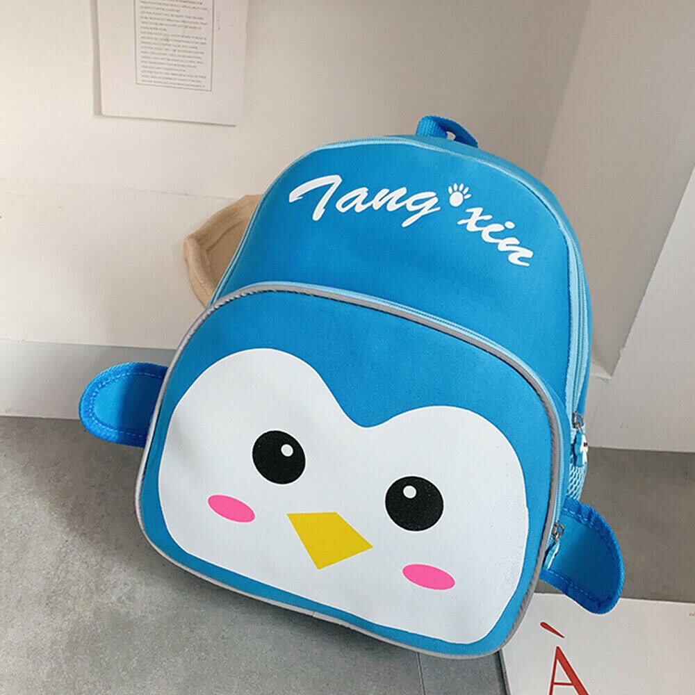 Cute toddler kid girl school bag cartoon animal mini backpack nylon baby kindergarten backpack: penguin